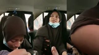 Horny Hijabi Girl Giving Blowjob Dick Fucking Inside Car Sex